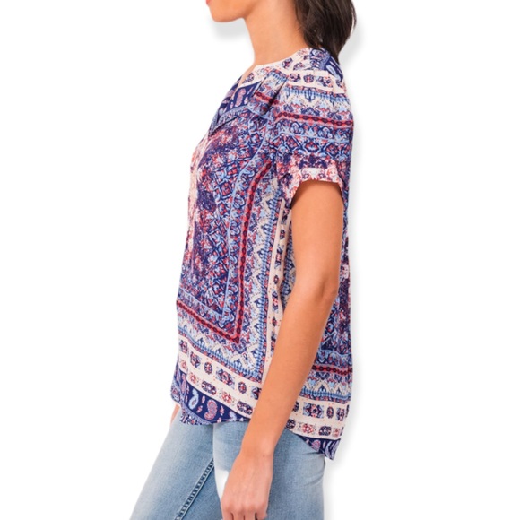 Daniel Rainn DR2 Pastel VNeck Floral Print Short Sleeve Top (S) - Picture 2 of 8